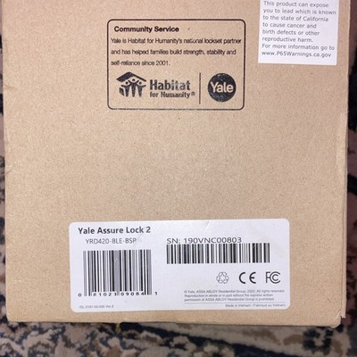 Yale Assure Lock 2 Smart Door Lock Model YRD420-BLE-BSP Smart Lock