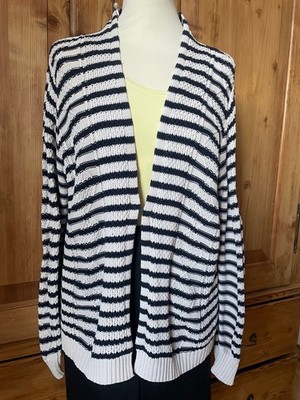 Cortefiel ,  L ,Damen Strickjacke Schalkragen Langarm , Blau/Beige  Baumwolle