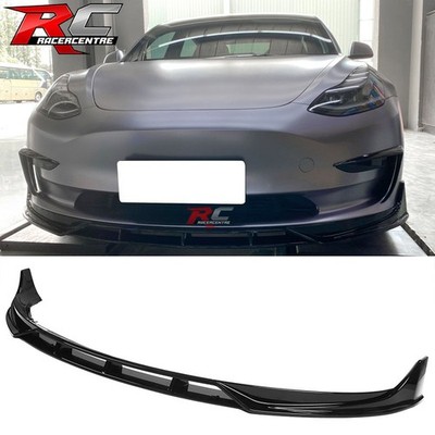 Fits 17-23 Tesla Model 3 IKON Front Bumper Lip Spoiler Splitter Gloss Black 4PC