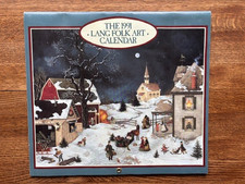 1991 Lang Folk Art Calendar Wall Hanging 13.25” x 12" Linda Nelson Stocks Prints