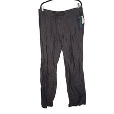 NEW PERRY ELLIS Mens 100 Linen Pants 33 Slate Gray Drawstring Lightweight Core