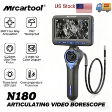 4-Way 360° Articulating Borescope Endoscope w/light Inspection Camera 6.25mm len