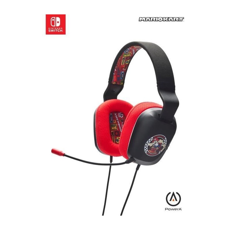Casque gamer filaire PowerA Mario Kart pour console Nintendo Switch avec prise jack 3.5mm