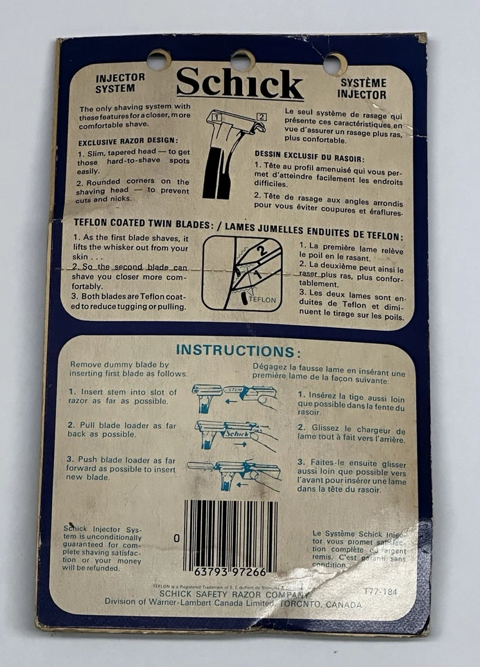 Vintage Schick Grip Tennis Racket Handle With 5 Blades Injector System NEW (NOS) - Image 2 of 2