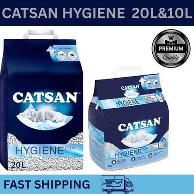 CATSON Catsan Hygiene Plus Non Clumping Cat Litter 20L 10L Odour Control Natural UK