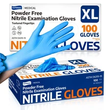 Supmedic Medical Nitrile Exam Gloves, Latex-Free, Powder-Free, Food Safe,