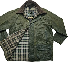 HOT VTG Men's BARBOUR @ A150 BEAUFORT PARKA PLAID LINED OLIVE WAXED Jacket C40 M
