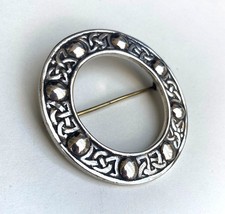 Scottish Sterling Silver 49g Celtic Brooch Henderson & Horner Bros Glasgow 1937