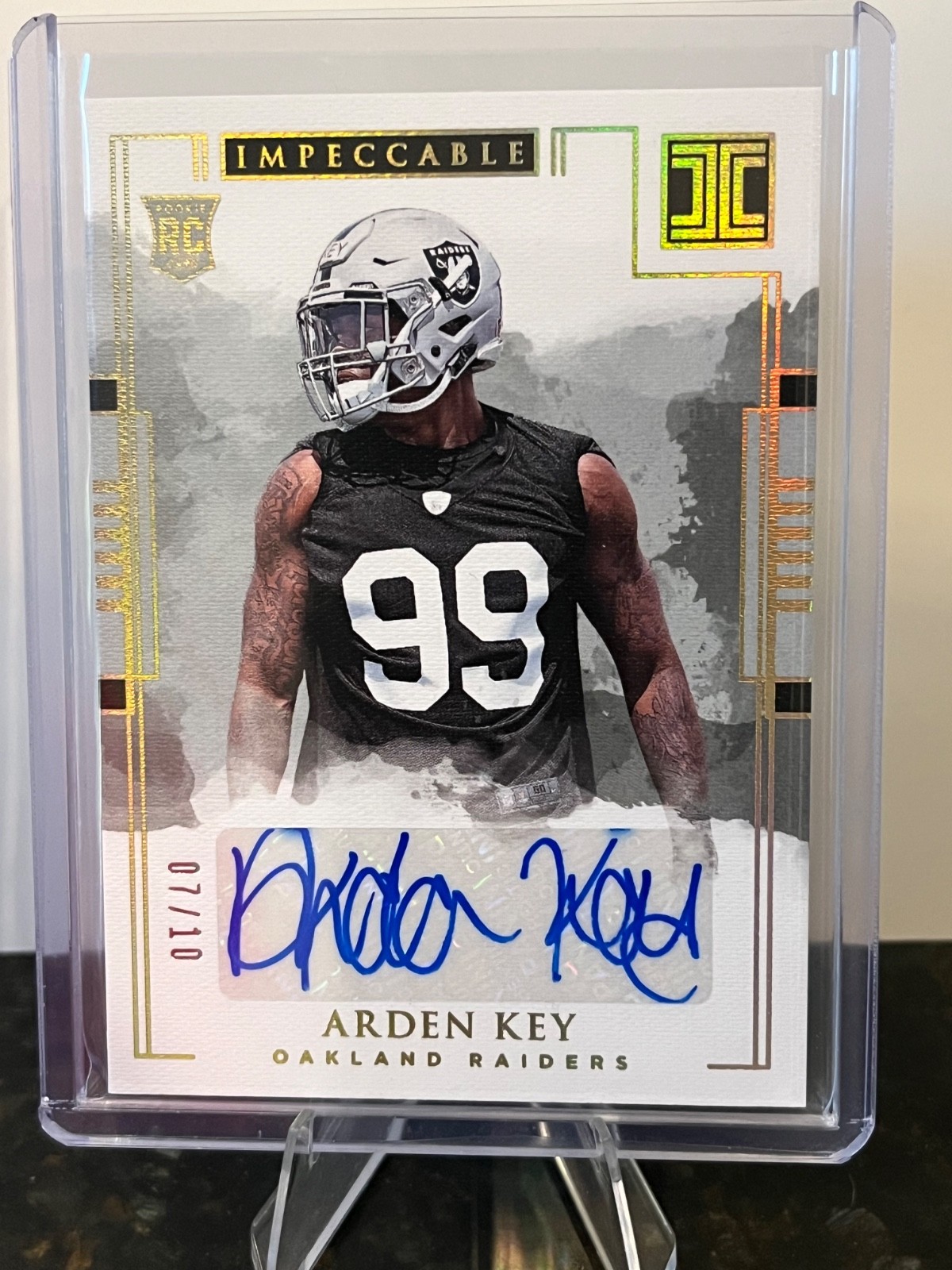 2018 Panini Impeccable Arden Key RC Auto Gold /10 #151 Raiders 01/10