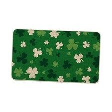 Cute Shamrock St. Patrick's Day Doormat, Home Decor Low 17" x 29" Green