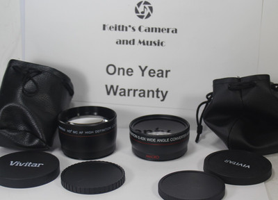 Vivitar 58mm Wide Angle & Telephoto lens set for Camera Camcorder Nikon Canon +
