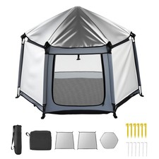 Pop Up Baby Playpen with Canopy, Portable Indoor Outdoor Play Yard with Sunshade