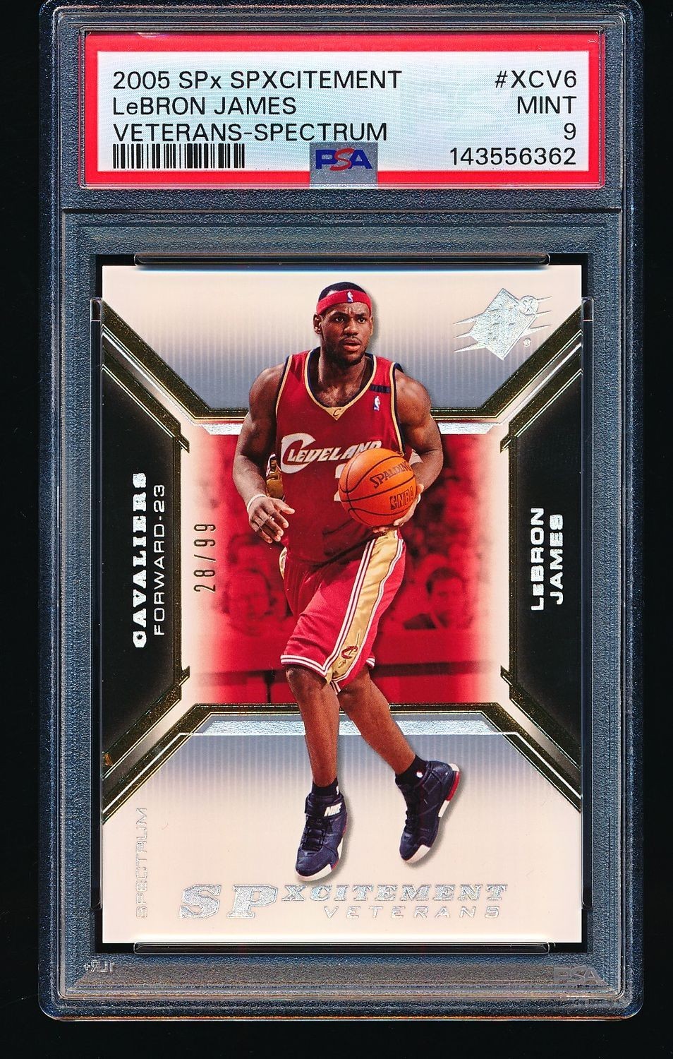 2005 SPx SPxcitement LeBRON JAMES Veterans Spectrum 28/99 #XCV6 PSA 9