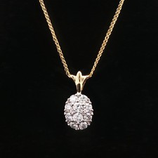 Vintage Jabel Yellow Gold Fiery 1.0ct Diamond Pineapple Cluster Pendant Necklace