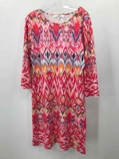 Jean-Pierre Klifa Pink Size Large Printed Shift Knee Length Long Sleeve Dress