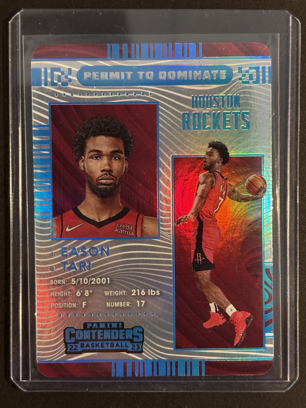 2022-23 Contenders Permit To Dominate Tari Eason RC #12 SSP Case Hit Rockets 🔥