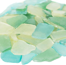 Sea Glass  11Oz Pale Green Yellow  Aqua Tumbled Sea Glass Decor  Bulk Seaglas