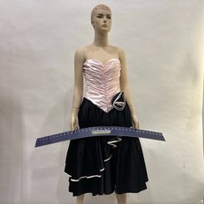 Amazing Vintage Strapless Zum Zum Prom Dress Size 5/6 Ruffles 80" Pink Black