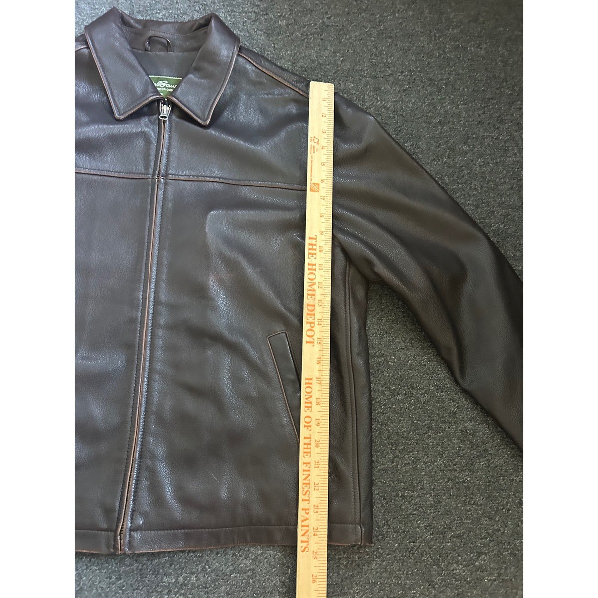 Vintage Eddie Bauer Leather Jacket Brown Mens XL Full Zip Coat