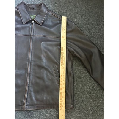 Vintage Eddie Bauer Leather Jacket Brown Mens XL Full Zip Coat