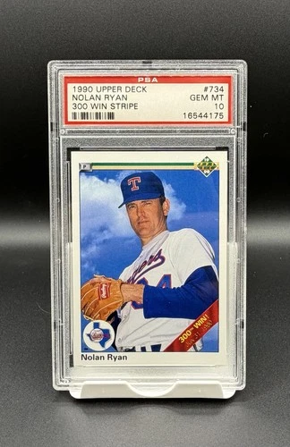 1990 Upper Deck Nolan Ryan PSA 10,  “300th Win Stripe” #734