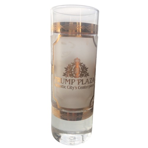 Vintage TRUMP PLAZA 22K Gold Tall Shot Glass 4" by Culver Atlantic City Rare Hot