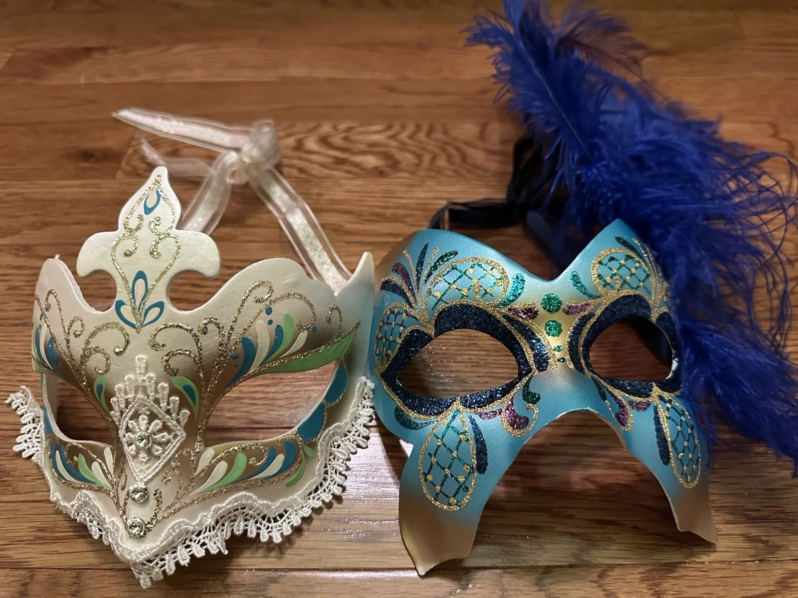 Venetian Feathered Masks • Hand Painted In Italy • Masquerade • Pier 1 Imports