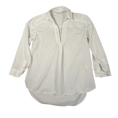 Anthropologie Polo Collared 3/4 Sleeve Shirt Womens Small White Pullover