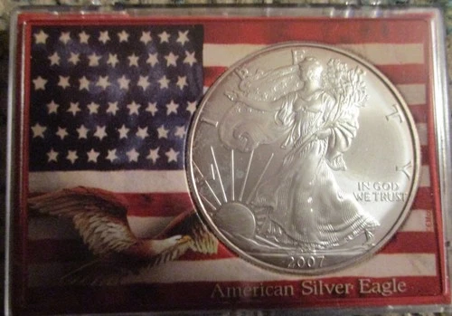 2007 - 1 Oz Silver Eagle One Dollar Coin Uncirculated in Plastic Case