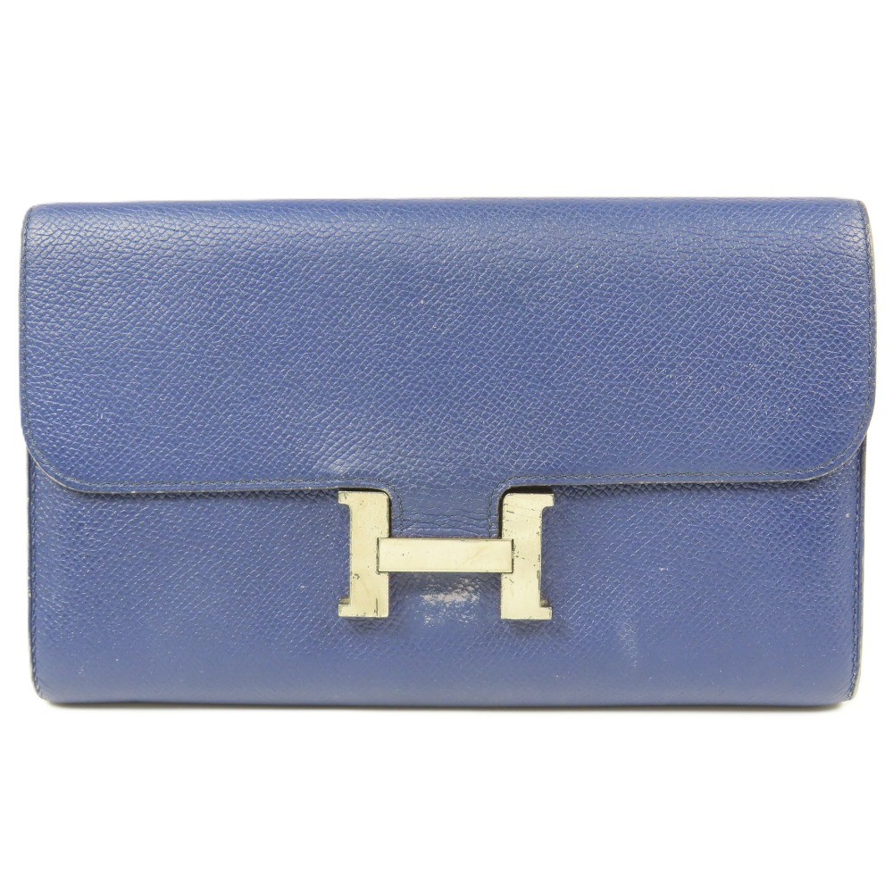 HERMES  Constance Long SMetal Long Wallet Wallet blue France Epsom Women 103664