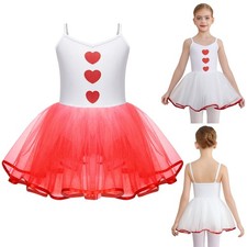 Girl Love Heart Print Camisole Tutu Skirt Leotard Ballet Dress Stage Performance