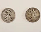 Lot of (2) Walking Liberty Half Dollars Circulated US Coins 1941 D and 1942 D