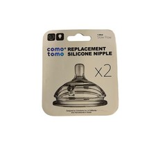 Comotomo Slow Flow Silicone Replacement Nipple 2-Pack 0-3 Months Baby Bottle New
