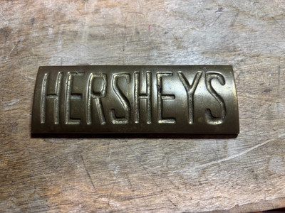 Solid Brass HERSHEY'S Chocolate Bar Paperweight, BOMEL Varick St NYC