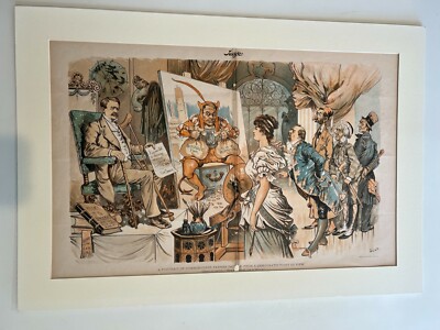 Antique Judge Lithograph Print ''A Portrait of Commissioner Tanner'' by Gillam