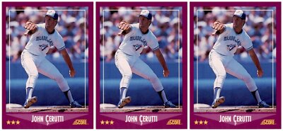 (3) 1988 Score #98 John Cerutti Toronto Blue Jays Card Lot