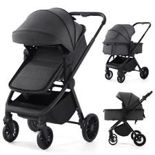 2 in 1 Convertible Baby Stroller, Bassinet Mode Newborn Reversible Bassinet Pram