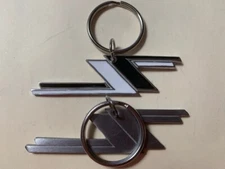 Set of 2 ZZ Top Key Chain BLACK/ WHITE and Plain Silver Solid Metal 3 1/4
