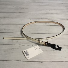 Women's H  M Faux Leather Off White Belt Size S Gold Tone Buckle