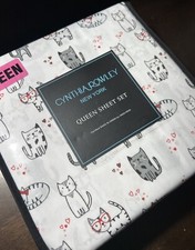 CYNTHIA ROWLEY NEW  Cats Kittens Hearts QUEEN MICROFIBER SHEET SET VALENTINES