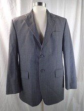 Chaps Ralph Lauren Mens 40R 2 Btn Gray 100 Wool Long Sleeve Suit Jacket C240