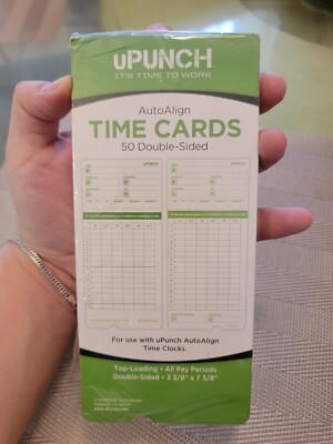 UPunch Time Cards Auto-Align 50 Pack Double-Sided 3-3/8'' x 7-3/8'' New Fast Ship