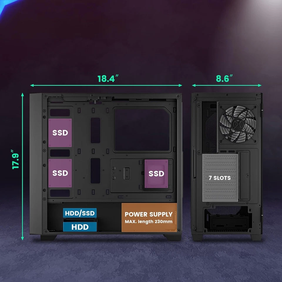 AL800 Full Tower PC Computer Case - Door Opening Design Tempered Glass, E-ATX/AT - Image 4 of 4