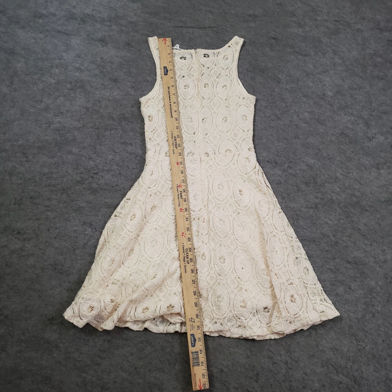 OFF WHITE Abito BB Dakota donna 0 canotta senza maniche aderente e svasato uncinetto pizzo bianco sporco