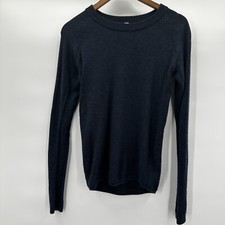 Lululemon Sweater Womens 2 Blue Sit in Lotus Merino Wool Crew Pull Over