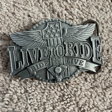 Siskiyou Belt Buckle 1994 Vintage Live to Ride Ride to Live Made USA Moto Biker