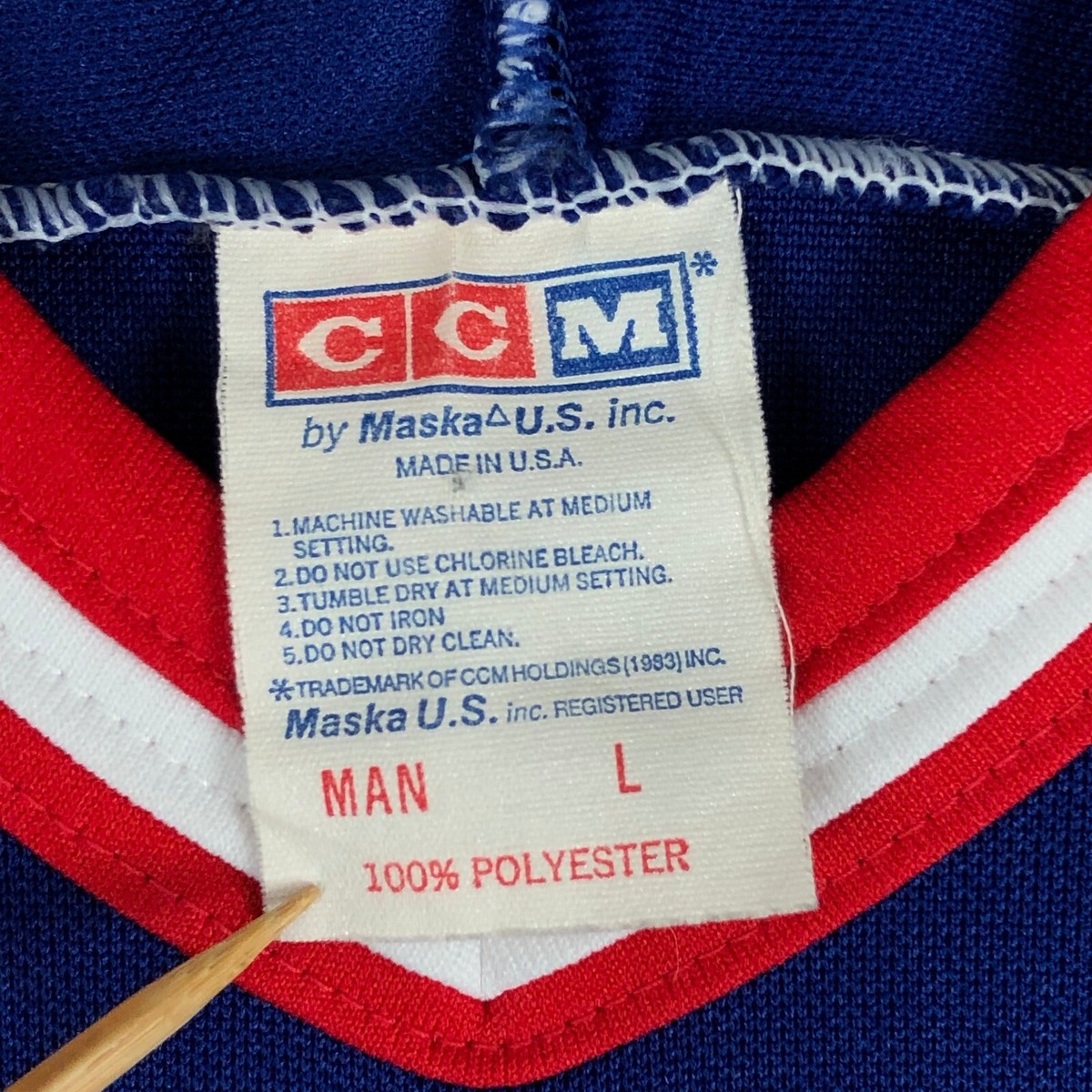 Vintage New York Rangers Jersey Mens L Blue CCM Maska 80s NHL