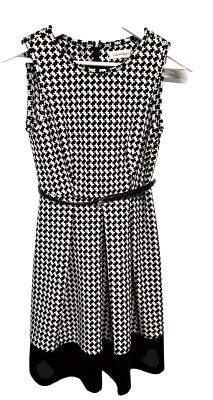 houndstooth a line dress Irene Black A-Line Dress Houndstooth / L