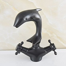Oil Rubbed Bronze Dolphin Shape Bathroom Kitchen Sink Faucet Mixer Tap esf846