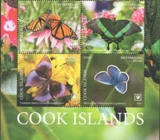 Cook Islands 2020 - Butterflies of the World II, Block of 4, Bottom of Sheet MNH